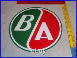 Vintage B/a British American Gasoline Station 11 3/4 Porcelain Metal Oil Sign