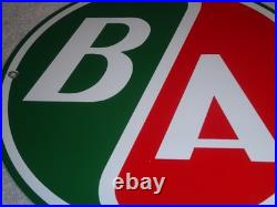 Vintage B/a British American Gasoline Station 11 3/4 Porcelain Metal Oil Sign