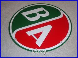 Vintage B/a British American Gasoline Station 11 3/4 Porcelain Metal Oil Sign