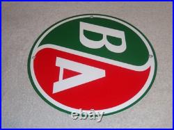 Vintage B/a British American Gasoline Station 11 3/4 Porcelain Metal Oil Sign