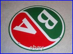 Vintage B/a British American Gasoline Station 11 3/4 Porcelain Metal Oil Sign