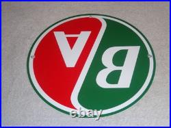 Vintage B/a British American Gasoline Station 11 3/4 Porcelain Metal Oil Sign