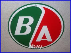 Vintage B/a British American Gasoline Station 11 3/4 Porcelain Metal Oil Sign