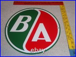 Vintage B/a British American Gasoline Station 11 3/4 Porcelain Metal Oil Sign