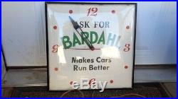 Vintage BARDAHL Original 15 square Pam Clock'Makes Cars Run Better Gas Oil