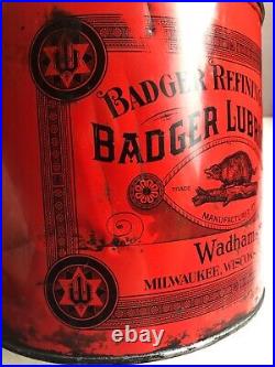 Vintage Badger Lubricant Tin Wadhams Badger Refining Co's