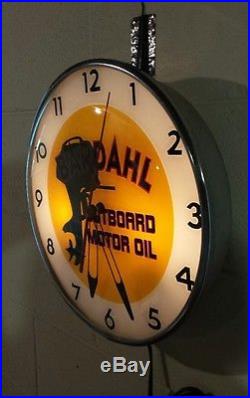 Vintage Bardahl Advertising Light Up Clock Outboard Motor Oil Rare