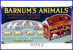 Vintage Barnum's Animal Crackers Porcelain Sign Grocery Store Gas Station Oil