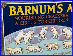 Vintage Barnum's Animal Crackers Porcelain Sign Grocery Store Gas Station Oil