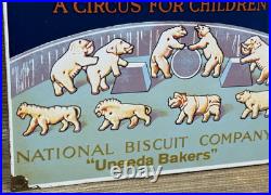 Vintage Barnum's Animal Crackers Porcelain Sign Grocery Store Gas Station Oil