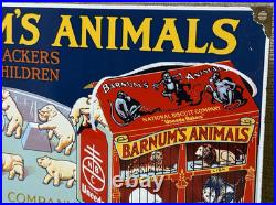 Vintage Barnum's Animal Crackers Porcelain Sign Grocery Store Gas Station Oil