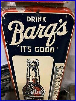 Vintage Barq's Root Beer Metal Thermometer Sign GAS OIL SODA COLA