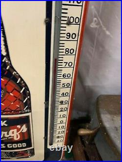 Vintage Barq's Root Beer Metal Thermometer Sign GAS OIL SODA COLA