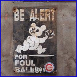 Vintage Be Alert Ubs Bear Old Us Gasoline Oil Gas Pump Enamel Porcelain Sign
