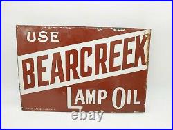 Vintage Bear Creek / Empire Lamp Oil Double Sided Enamel Advertising Sign