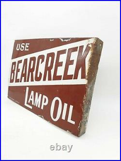 Vintage Bear Creek / Empire Lamp Oil Double Sided Enamel Advertising Sign