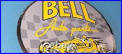 Vintage Bell Auto Parts Porcelain Gas Motor Oil Service Station Pump Plate Sign