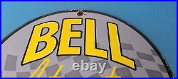 Vintage Bell Auto Parts Porcelain Gas Motor Oil Service Station Pump Plate Sign