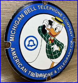 Vintage Bell System Public Payph0ne Porcelain Sign Gas Station Oil Telephone Att