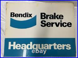 Vintage Bendix Brake Service Headquarters Original Tin Sign Green Back 28x22