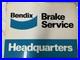 Vintage Bendix Brake Service Headquarters Original Tin Sign Green Back 28x22