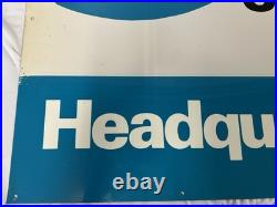 Vintage Bendix Brake Service Headquarters Original Tin Sign Green Back 28x22