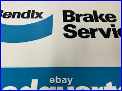 Vintage Bendix Brake Service Headquarters Original Tin Sign Green Back 28x22