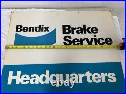 Vintage Bendix Brake Service Headquarters Original Tin Sign Green Back 28x22