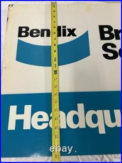 Vintage Bendix Brake Service Headquarters Original Tin Sign Green Back 28x22