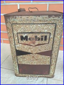 Vintage Big Mobil Oil Tin Can 5 U. S. GALLON 19 liters advertising jerrycan rare