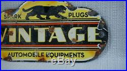 Vintage Black Cat Spark Plugs Porcelain Sign Gas Oil Metal Service Station Rare
