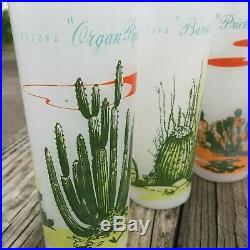 Vintage Blakely Gas Oil Arizona Cactus Pitcher with 6 Glasses Arizona Cacti 1950