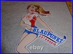 Vintage Blaupunkt Auto Car Radio Woman 11 3/4 Porcelain Metal Gasoline Oil Sign
