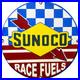 Vintage Blue Sunoco Gasoline Porcelain Sign Dealership Gas Station Motor Oil