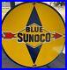 Vintage Blue Sunoco Porcelain Sign Gas Motor Oil Metal Service Station Gasoline