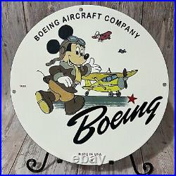 Vintage Boeing Aircraft Porcelain Sign Gas Oil Mickey Mouse Aviation Flight Auto