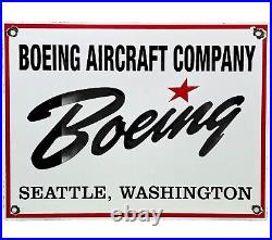 Vintage Boeing Aircraft Porcelain Sign Stearman Trainers Airplane Gas Oil Hangar