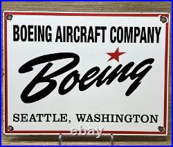 Vintage Boeing Aircraft Porcelain Sign Stearman Trainers Airplane Gas Oil Hangar