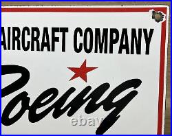 Vintage Boeing Aircraft Porcelain Sign Stearman Trainers Airplane Gas Oil Hangar