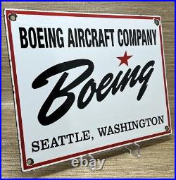 Vintage Boeing Aircraft Porcelain Sign Stearman Trainers Airplane Gas Oil Hangar