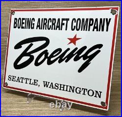 Vintage Boeing Aircraft Porcelain Sign Stearman Trainers Airplane Gas Oil Hangar