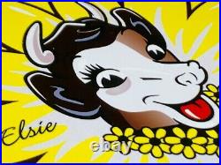 Vintage Borden's Dairy Elsie The Cow 11 3/4 Metal Ice Cream Gasoline Oil Sign