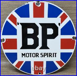 Vintage Bp Gasoline Porcelain Sign Gas Station Pump Plate Motor Oil Lubester