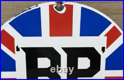 Vintage Bp Gasoline Porcelain Sign Gas Station Pump Plate Motor Oil Lubester