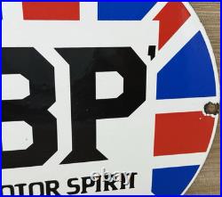 Vintage Bp Gasoline Porcelain Sign Gas Station Pump Plate Motor Oil Lubester
