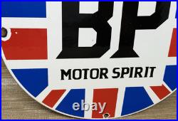 Vintage Bp Gasoline Porcelain Sign Gas Station Pump Plate Motor Oil Lubester