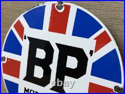 Vintage Bp Gasoline Porcelain Sign Gas Station Pump Plate Motor Oil Lubester