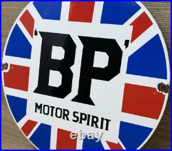 Vintage Bp Gasoline Porcelain Sign Gas Station Pump Plate Motor Oil Lubester