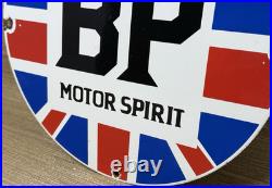 Vintage Bp Gasoline Porcelain Sign Gas Station Pump Plate Motor Oil Lubester