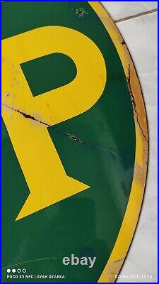 Vintage British Petroleum Motors Porcelain Gasoline Bp Service Pump Gas Sign